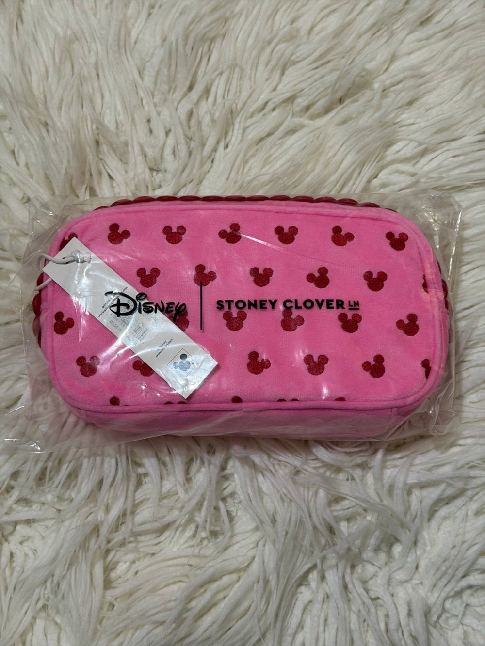 Stoney Clover Lane Disney Mickey & Minnie Pink and Red Small Pouch